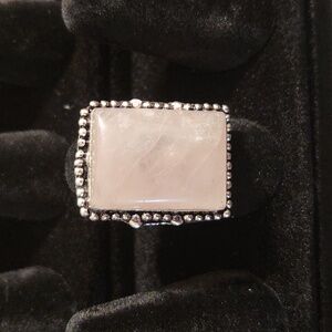 Rose quartz ring, size 7, silver plated